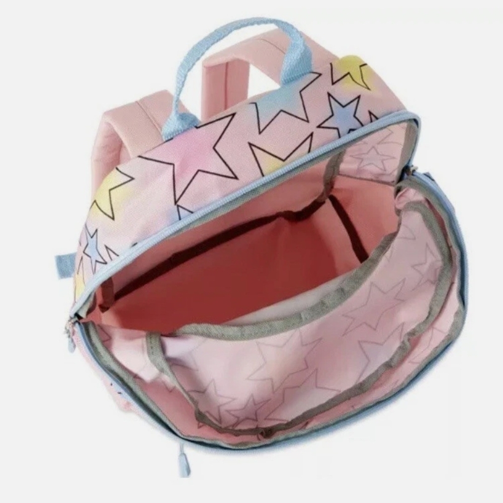 Pink Stars Print Pastel Backpack - Picture 2 of 7